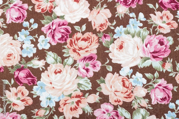 Fototapeta vintage style of tapestry flowers fabric pattern background