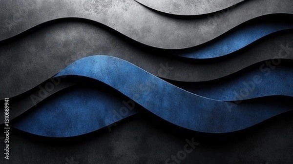 Obraz Abstract, dark gray and deep blue wavy textured background.