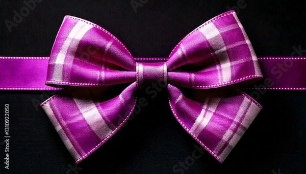 Obraz 紫色のチェック柄リボン
