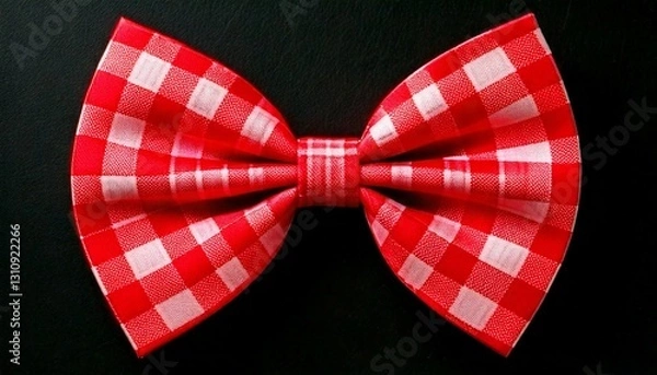 Obraz チェック柄の赤いリボン