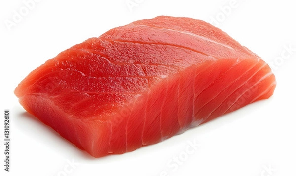 Fototapeta Fresh Raw Tuna Sashimi Slice on White Background with Details