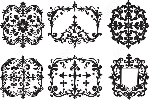 Fototapeta Set of decorative elements for flat design, ornaments, patterns. Hand drawn vector illustration	