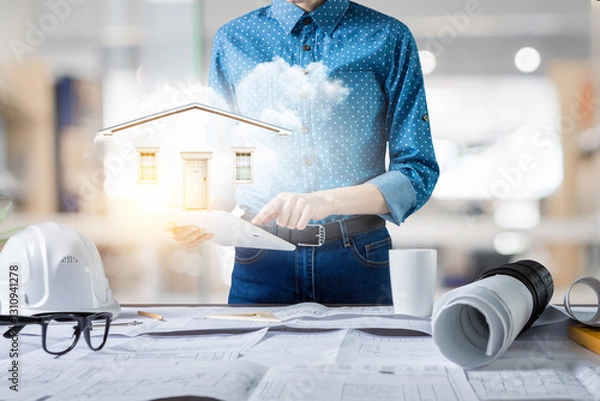 Obraz Real estate concept. Mixed media content