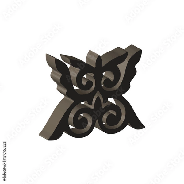 Obraz 3D figure of ornament, Kazakh decorative symbol. Vector illustration