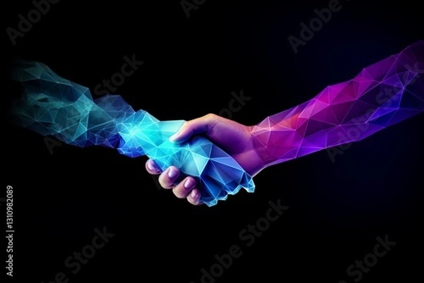 Fototapeta Technology, DigitalArt, Futuristic, TechInnovation, Cyberpunk, ArtificialIntelligence, HandsOfTechnology, PurpleAesthetic, CyberHands, HighTech, AIArt, NeonGlow, TechVibes, DigitalTransformation, Virt