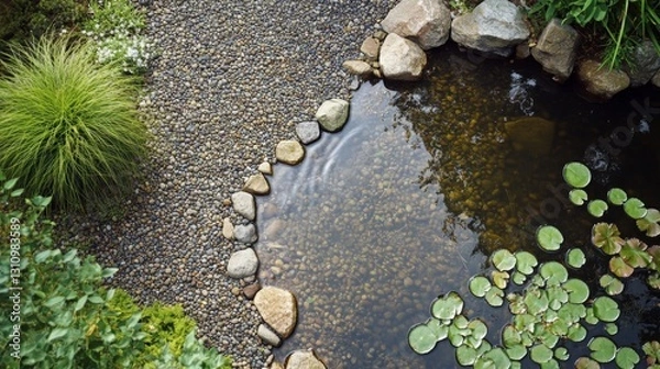 Fototapeta 46.A richly detailed image of decorative garden pond gravel in a harmonious blend of natural and pastel hues, highlighting its textured surface.