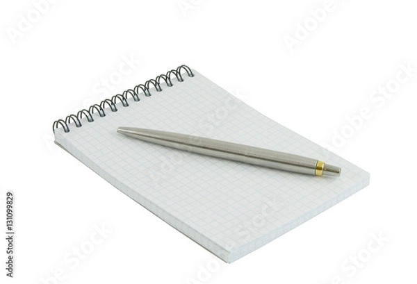 Fototapeta spiral lined notebook isolated on white
