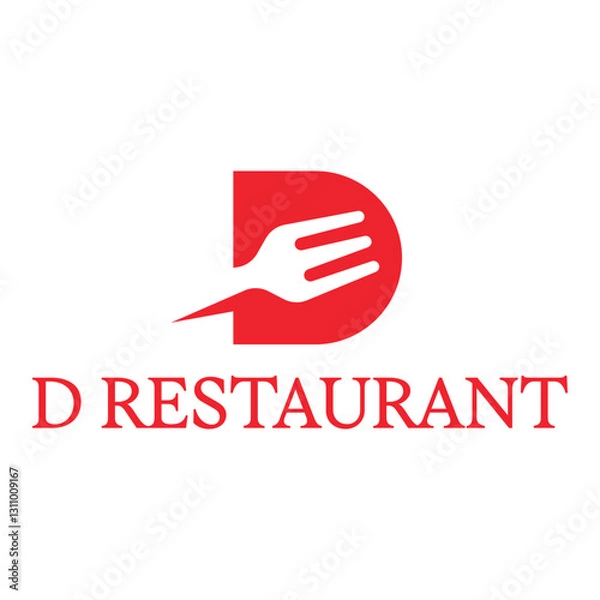 Obraz d restaurant flat minimalist logo design
