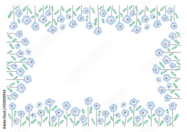 Obraz 春の花ネモフィラのフレームイラスト