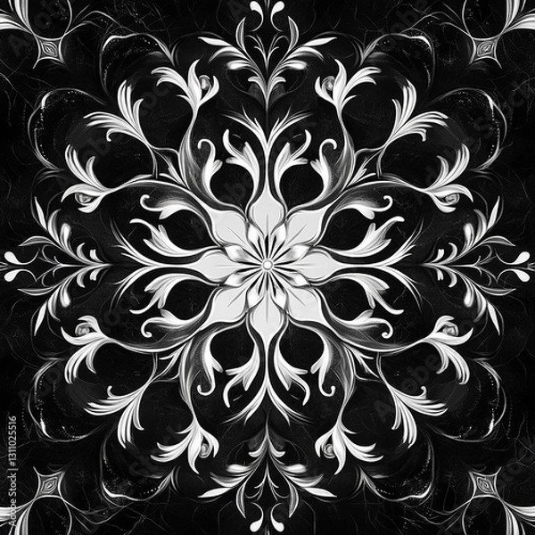 Fototapeta photo of basic white magical pattern on a black background Made with generative AI