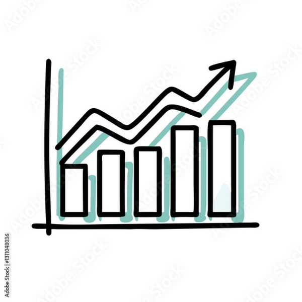 Fototapeta Hand-Drawn Growth Chart Icon for Business Analytics, Finance, and Market Research