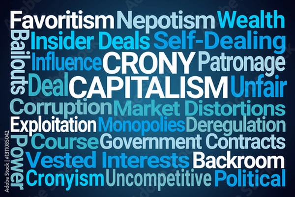 Obraz Crony Capitalism Word Cloud on Blue Background