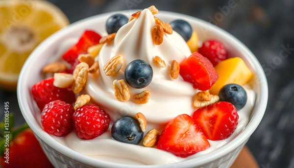 Obraz Yoghurt With Fruits And Nuts