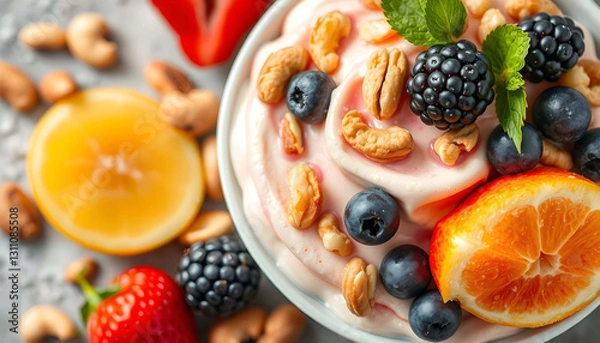 Obraz Yoghurt With Fruits And Nuts