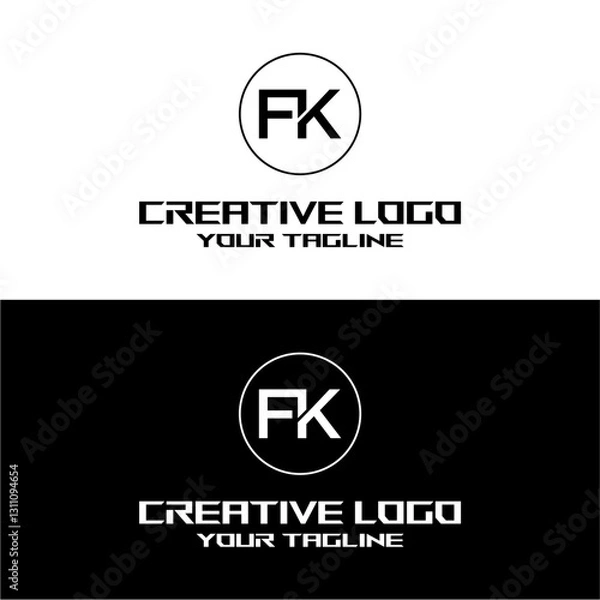 Obraz creative letter logo fk design vector