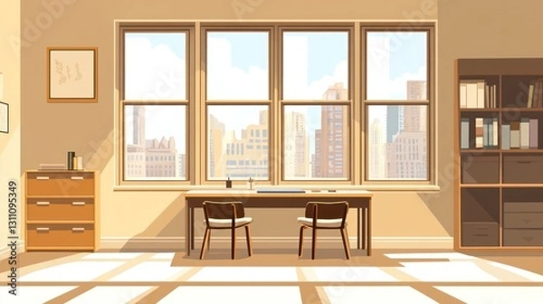 Fototapeta Empty office interior with city view