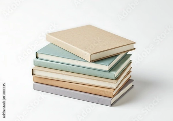 Fototapeta Stack of Books with Different Colored Covers on White Background