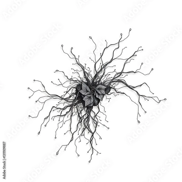 Obraz Intricate Illustrative Graphic with Fine Lines and Subtle Shading on White Background