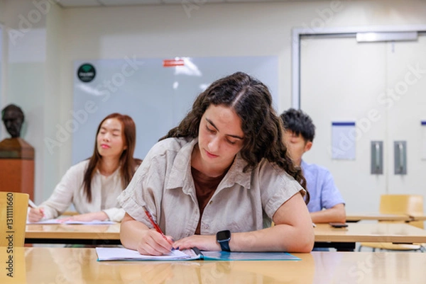 Obraz 勉強する若い大学生のキャンパスライフイメージ