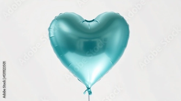 Fototapeta teal heart-shaped balloon on white