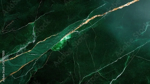 Obraz Dark green marble texture with gold veins. (1)