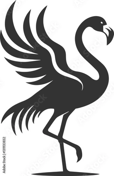 Fototapeta Silhouette of a flamingo flapping its wings while standing animal vector