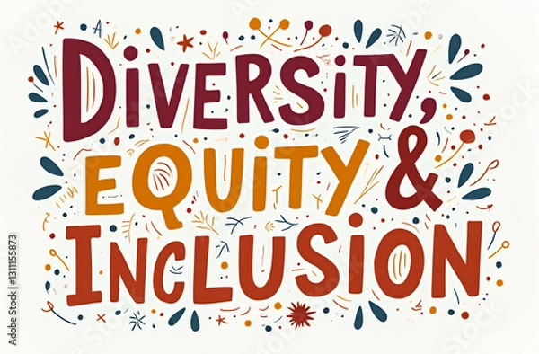 Fototapeta Diversity, Equity, and Inclusion: Colorful, hand-lettered artwork celebrates diversity, equity, and inclusion, conveying a sense of unity, belonging.