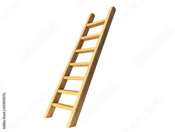 Fototapeta A wooden ladder standing upright, symbolizing ascent and progress in DIY projects or construction.