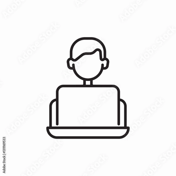 Obraz man laptop work icon vector sign