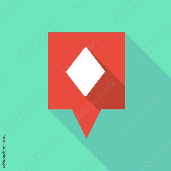 Fototapeta Long shadow tooltip with  the  diamond  poker playing card sign