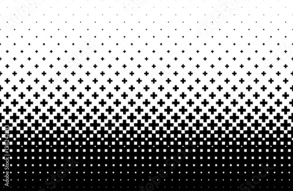 Fototapeta Geometric pattern based on crosses on a white background Seamless in one direction Short fade out Optical halftone effect Transition into Black