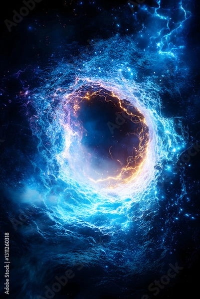 Fototapeta Galactic wormhole tunnel effect in outer space background with nebula and stars