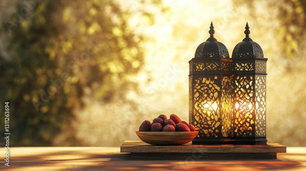 Fototapeta Dates and lanterns background 