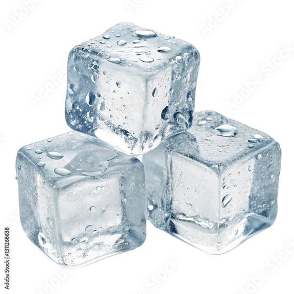 Obraz Three ice cubes on a transparent background
