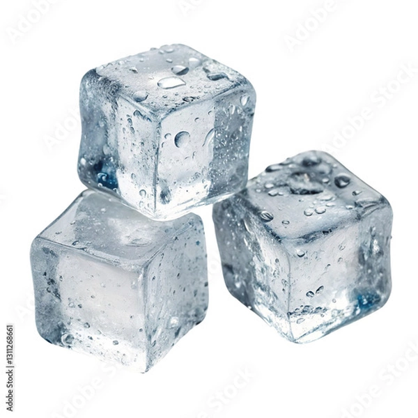 Obraz Three ice cubes on a transparent background