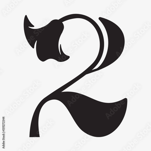 Obraz vector illustration floral of number 2