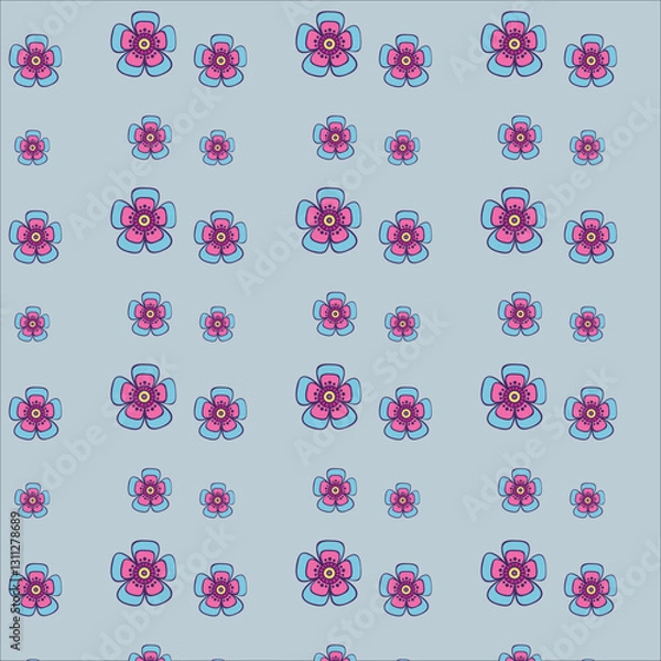 Fototapeta seamless pattern with flowers and hearts