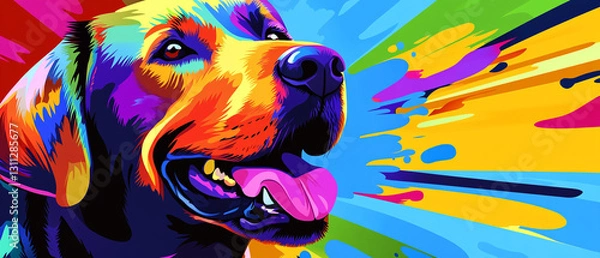 Obraz Vibrant Abstract Art of a Labrador Retriever Dog with a Colorful Coat Showcasing Unique Patterns and Textures Perfect for Pet Lovers and Art Enthusiasts Alike