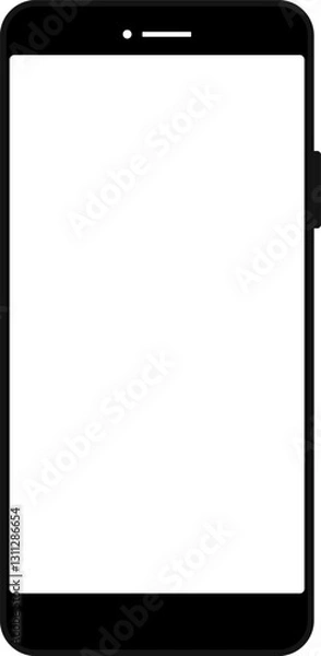 Fototapeta Modern black vector illustration of mobile gadget - Flat drawing modern smartphone. Phone display with white screen isolated. Transparent screen modern smartphone design. Smartphone vector icon