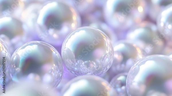 Fototapeta Spherical translucent objects reflecting light and creating a beautiful effect