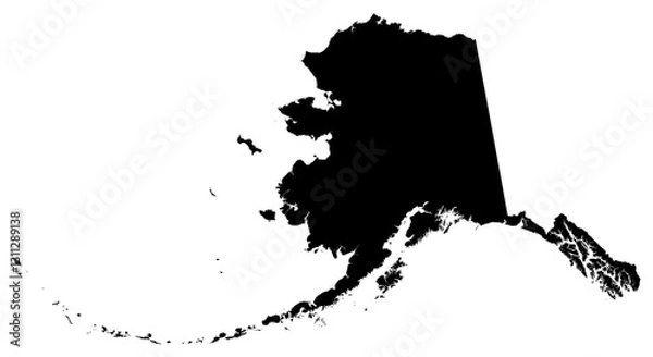 Fototapeta Alaska state silhouette map in black color