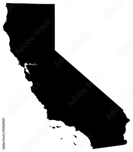 Obraz California state silhouette map in black color