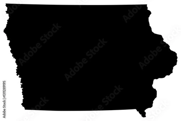 Fototapeta Iowa state silhouette map in black color