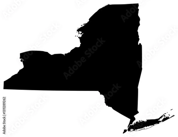 Fototapeta New York state silhouette map in black color