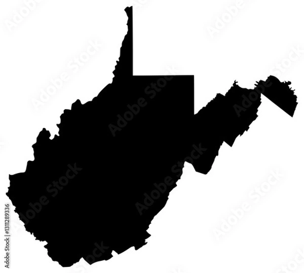Fototapeta West Virginia state silhouette map in black color