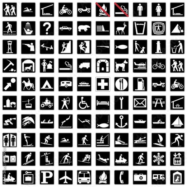 Fototapeta Best 100 High Quality recreational symbols