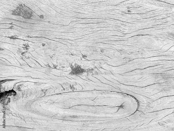 Fototapeta wood texture background, Old wood texture cracked natural wood grain. Black and white cracked wood texture for background. Top view of natural teak wood grain texture. Soft black and white wood.