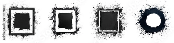 Fototapeta Grungy abstract paint splatter frames with monochrome ink splattering textures for graphic design  digital artwork  and bold  dynamic background wallpapers