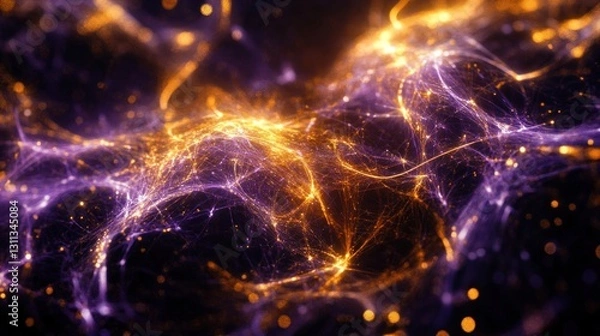 Obraz Abstract glowing purple and orange energy waves.