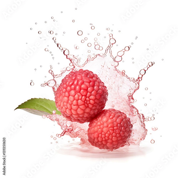 Fototapeta Lychee juice splash white and transparent background